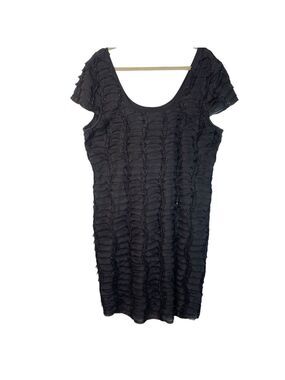 Michel Antoni Womens Plus Sized Black Dress Size 2X Cap Sleeve Sparkle Sheer